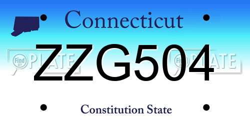 ZZG504 Connecticut License Plate