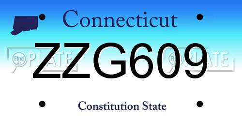 ZZG609 Connecticut License Plate