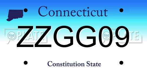 ZZGG09 Connecticut License Plate