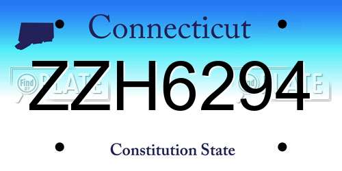 ZZH6294 Connecticut License Plate