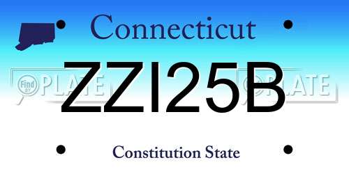 ZZI25B Connecticut License Plate