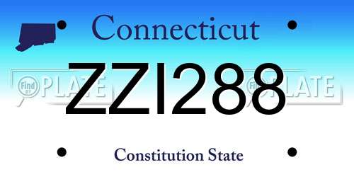 ZZI288 Connecticut License Plate