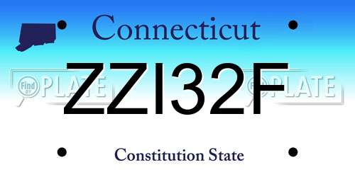 ZZI32F Connecticut License Plate