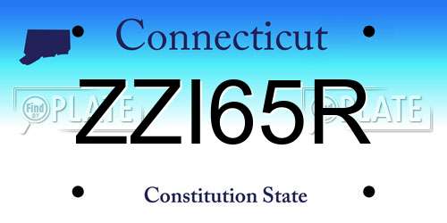 ZZI65R Connecticut License Plate
