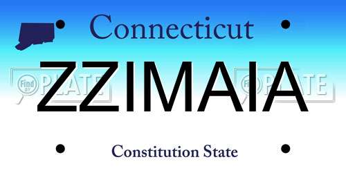 ZZIMAIA Connecticut License Plate