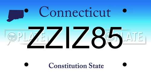 ZZIZ85 Connecticut License Plate