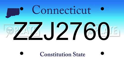 ZZJ2760 Connecticut License Plate