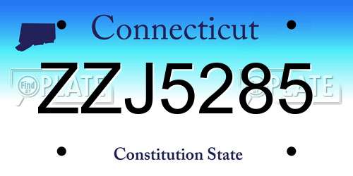 ZZJ5285 Connecticut License Plate