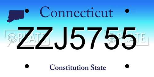 ZZJ5755 Connecticut License Plate