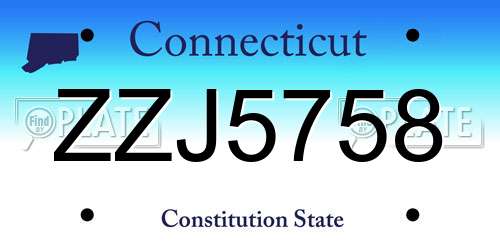 ZZJ5758 Connecticut License Plate