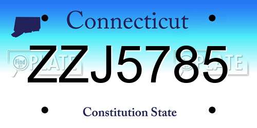 ZZJ5785 Connecticut License Plate