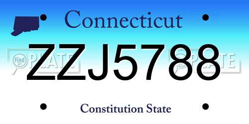 ZZJ5788 Connecticut License Plate