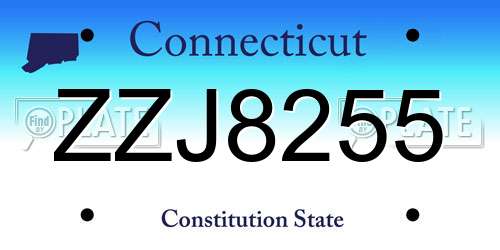 ZZJ8255 Connecticut License Plate