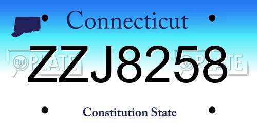 ZZJ8258 Connecticut License Plate