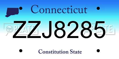 ZZJ8285 Connecticut License Plate