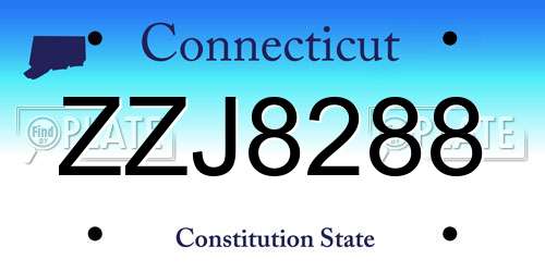 ZZJ8288 Connecticut License Plate