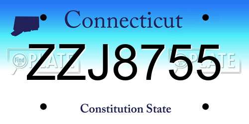 ZZJ8755 Connecticut License Plate