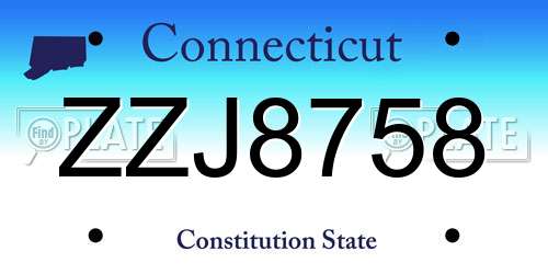 ZZJ8758 Connecticut License Plate