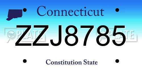 ZZJ8785 Connecticut License Plate