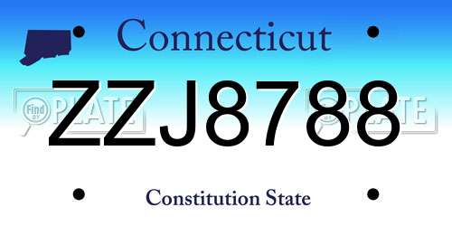 ZZJ8788 Connecticut License Plate