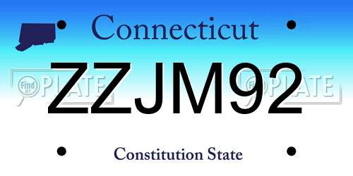ZZJM92 Connecticut License Plate