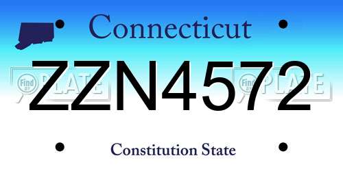 ZZN4572 Connecticut License Plate