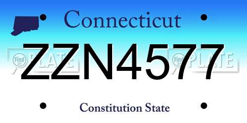ZZN4577 Connecticut License Plate