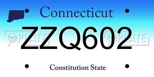 ZZQ602 Connecticut License Plate