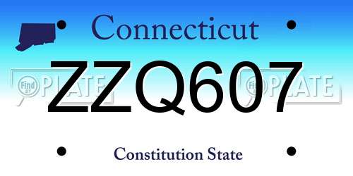 ZZQ607 Connecticut License Plate