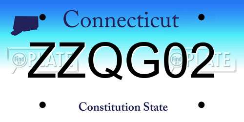 ZZQG02 Connecticut License Plate