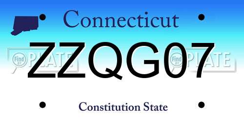 ZZQG07 Connecticut License Plate