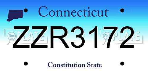 ZZR3172 Connecticut License Plate