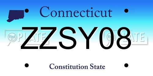 ZZSY08 Connecticut License Plate