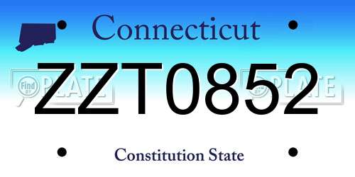 ZZT0852 Connecticut License Plate