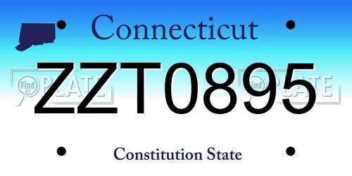 ZZT0895 Connecticut License Plate