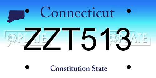 ZZT513 Connecticut License Plate