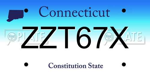 ZZT67X Connecticut License Plate
