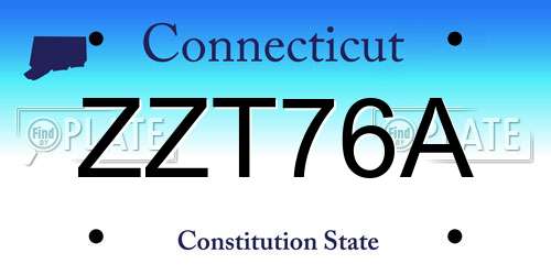 ZZT76A Connecticut License Plate