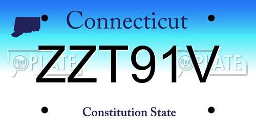 ZZT91V Connecticut License Plate