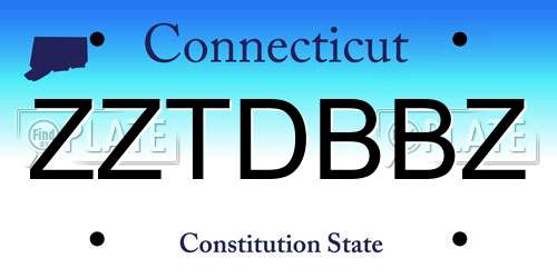ZZTDBBZ Connecticut License Plate