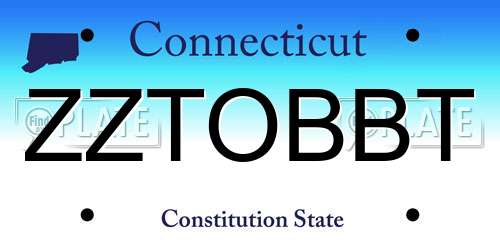 ZZTOBBT Connecticut License Plate