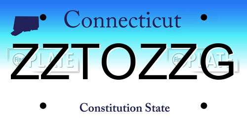 ZZTOZZG Connecticut License Plate
