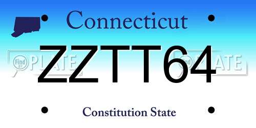 ZZTT64 Connecticut License Plate
