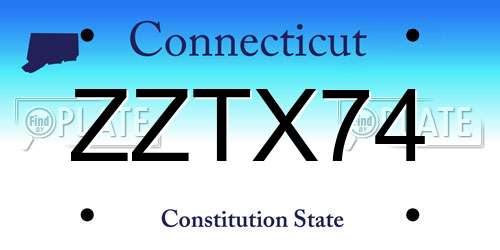 ZZTX74 Connecticut License Plate