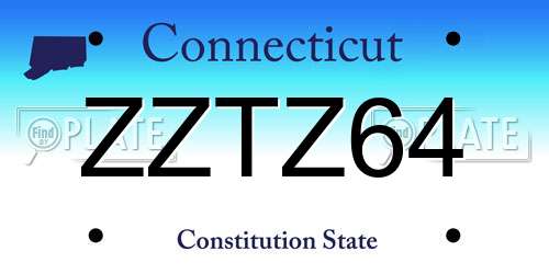 ZZTZ64 Connecticut License Plate
