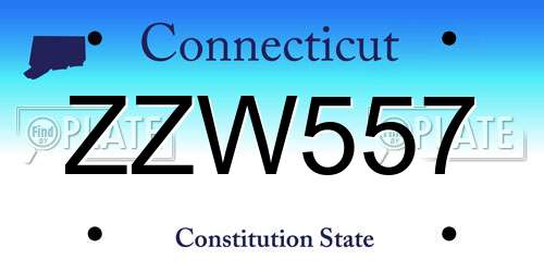 ZZW557 Connecticut License Plate