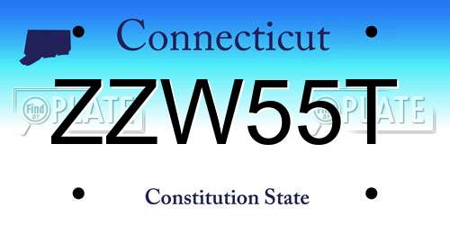 ZZW55T Connecticut License Plate