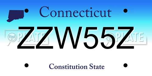 ZZW55Z Connecticut License Plate