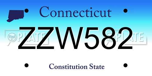 ZZW582 Connecticut License Plate