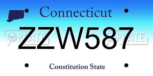 ZZW587 Connecticut License Plate